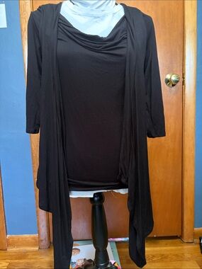 White House Black Market Black Knit Top and Tank Set